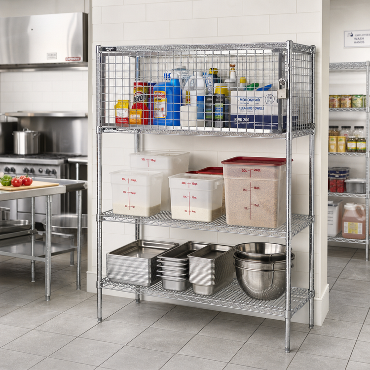 Product image #2 for Metro Super Erecta Chrome Security Cage Module for Shelving Systems, 60 x 24 x 20 Inches