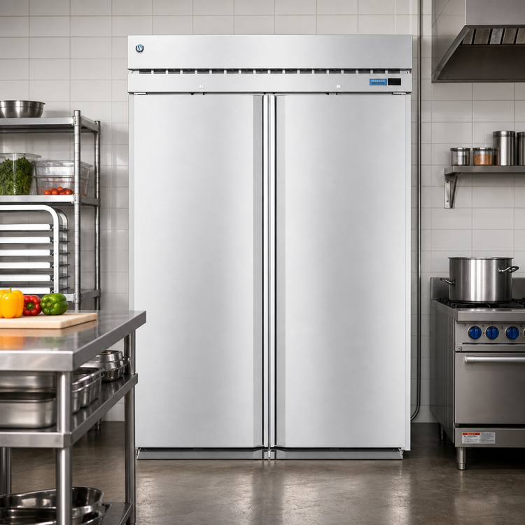 Product image #2 for Hoshizaki Steelheart Two-Section Roll-In Refrigerator, 78.35 Cu. Ft., Top-Mounted Self-Contained, Solid Hinged Doors, Stainless Steel