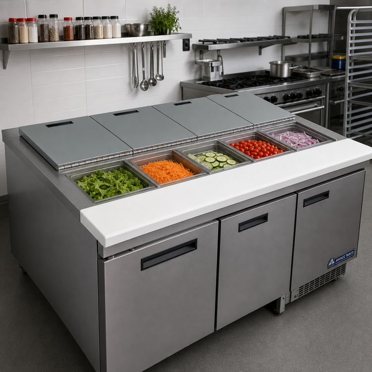 Product image #2 for Advance Tabco 5-Compartment Cold Food Table Hinged Cover with Piano-Style Hinges