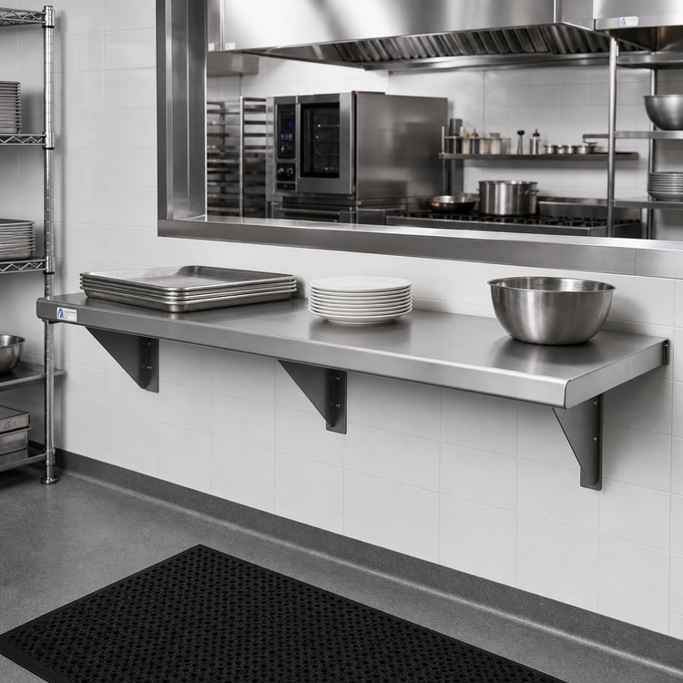 Product image #2 for 72-Inch x 24-Inch Heavy Duty Single Pass-Thru Shelf, 16/304 Stainless Steel Construction