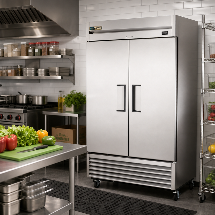 Product image #2 for True T-49-HC Two-Section Reach-In Solid Swing Door Refrigerator, Bottom-Mounted