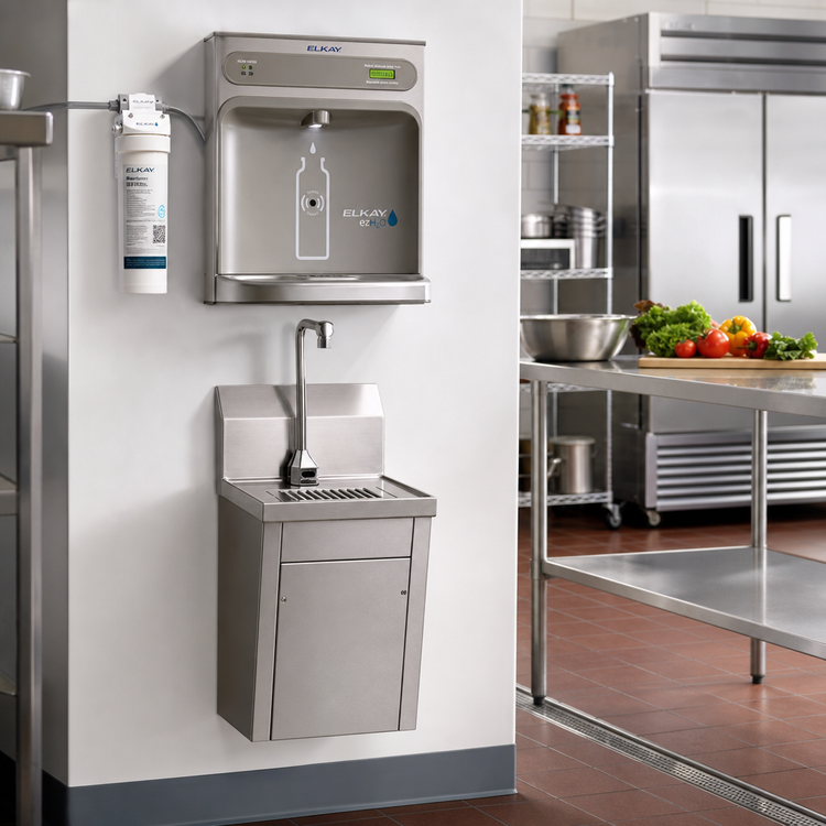 Product image #2 for Eagle Group Wall-Mounted Hands-Free Bottle Filler Station with 12-Inch Clearance and Filtration Kit