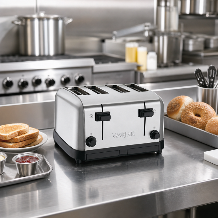 Product image #2 for Waring WCT708 Four-Slice Medium-Duty Commercial Pop-Up Toaster, Brushed Chrome, 120V