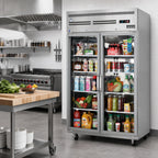 Thumbnail image #2 for Everest Refrigeration ESGR2 Two-Section Glass Door Reach-In Refrigerator, 48 Cu. Ft., Top-Mounted Self-Contained R290, Stainless Steel