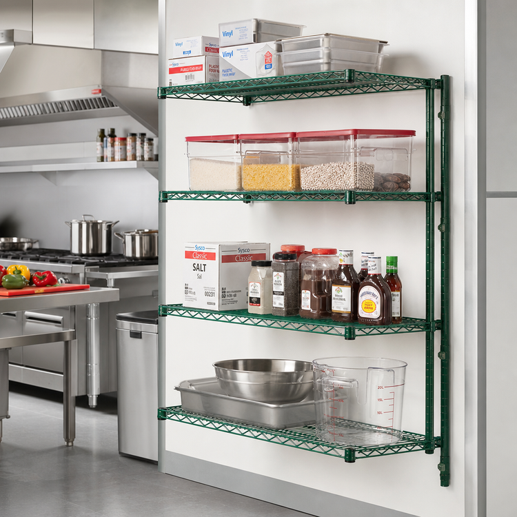 Product image #2 for Eagle Valu-Gard 4-Tier Add-On Wire Shelving Unit, 60 x 24 x 63 Inches, Green Epoxy Finish