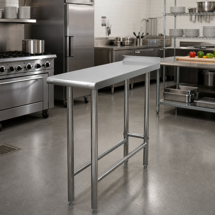 Product image #2 for Advance Tabco TFMS-183 18" x 36" Stainless Steel Equipment Filler Table, Open Base, 16-Gauge 304 Top, 1-1/2" Rear Upturn