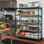 Thumbnail image #2 for Quantum WR63-1472WPM-5 5-Tier Stationary Wire Plastic Mat Shelving Unit, 72"W x 14"D x 63"H, Green Epoxy