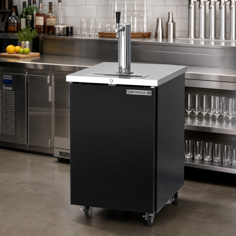 Product image #2 for Beverage-Air 24-Inch Draft Beer Cooler with Single Faucet Column, 1 Keg Capacity, Black Exterior