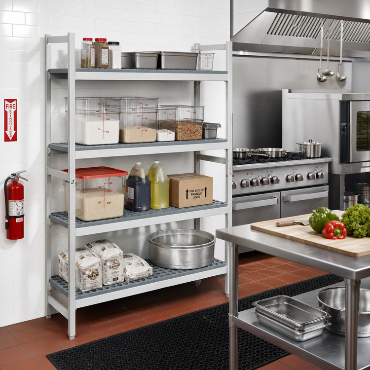 Product image #2 for Fermostock 4-Tier Stationary Starter Polymer Shelving Unit, 35W x 14D x 83H, Gray