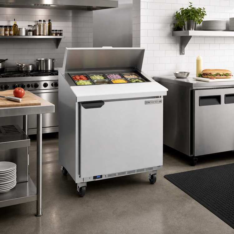 Product image #2 for Beverage-Air SPE32HC-08 One-Section Sandwich Top Refrigerated Prep Table, 32-Inch Wide, Solid Door, 8.01 Cu. Ft.