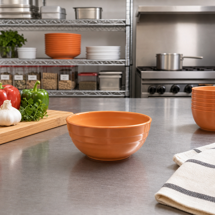 Product image #3 for American Metalcraft Marra Collection 10 oz Round Melamine Bowl, Terra Cotta