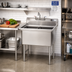 Thumbnail image #2 for Advance Tabco Special Value Series 2-Compartment Fabricated Sink, 24 x 24 x 14 Inch Bowls, No Drainboards, 16 Gauge 304 Stainless Steel