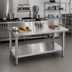 Thumbnail image #2 for Omcan Standard Series 60-Inch x 24-Inch Stainless Steel Work Table with 4-Inch Backsplash and Undershelf