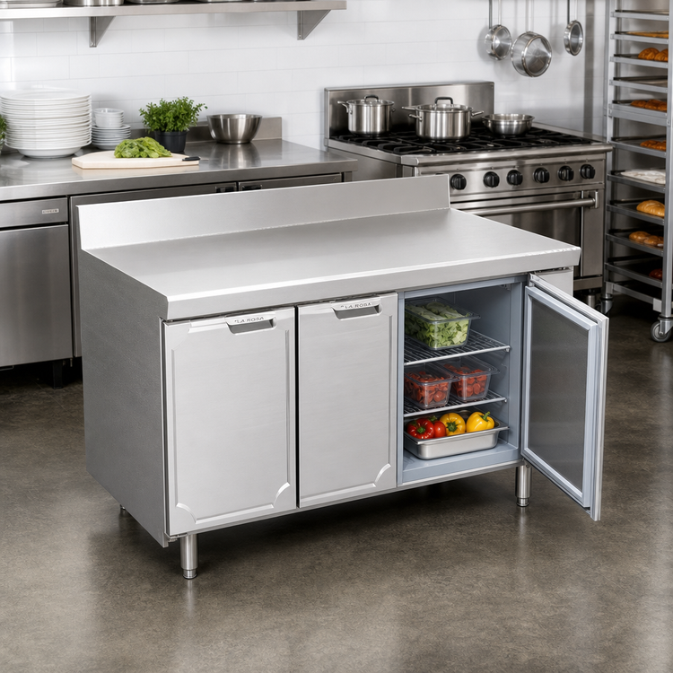 Product image #2 for La Rosa Three-Section Reach-In Work Top Freezer Base for Remote Refrigeration, 66 Inch L x 23-28 Inch D