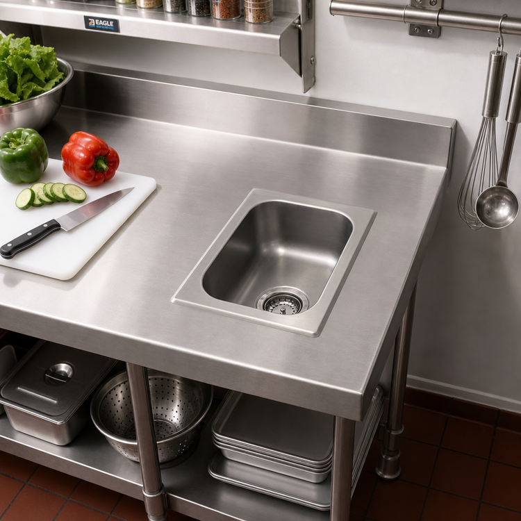 Product image #2 for Eagle Group Single Compartment Self-Rimming Drop-In Sink with No Deck, 10 x 14 x 5 Inch Bowl, 20-Gauge 304 Stainless Steel