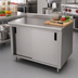 Thumbnail image #2 for Advance Tabco Enclosed Work Table with Cabinet Base and Sliding Doors, 48 x 24 Inch, 14 Gauge 304 Stainless Steel Top