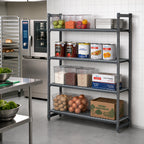 Thumbnail image #2 for Cambro Camshelving® Basics Plus CBA245472V4580 4-Tier Vented Add-On Polymer Shelving Unit, 54"W x 24"D x 72"H, Brushed Graphite