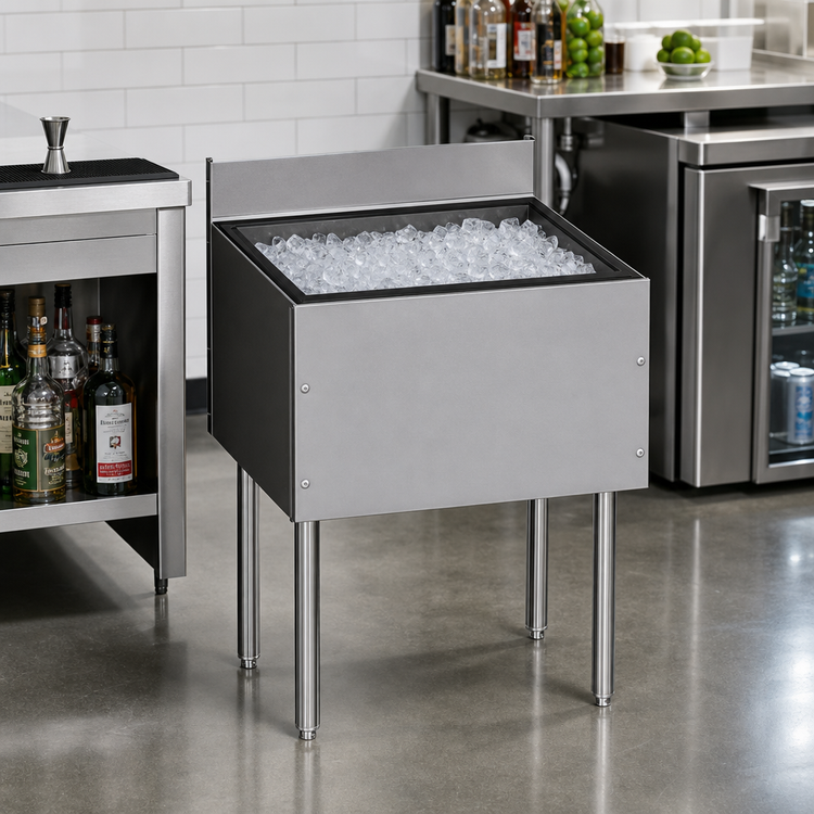 Product image #2 for CHOICE 24-Inch Extra Deep Stainless Steel Underbar Ice Bin, 92-Lb. Capacity