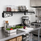 Thumbnail image #2 for Quantum WDWB2142BK Wall-Mount Cantilever Single Wire Shelf, 42"W x 21"D, Black Epoxy Antimicrobial Finish