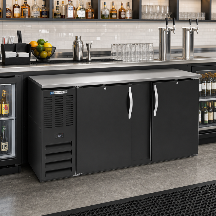 Product image #2 for Beverage-Air BB68HC-B Two-Section Solid Door Back Bar Refrigerator with Stainless Steel Top