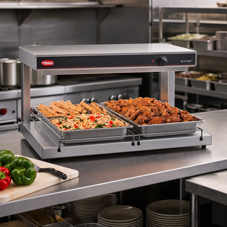 Product image #2 for Hatco Glo-Ray 24-Inch Wide Free-Standing Heated Shelf, 7-3/4-Inch Deep, with Adjustable Thermostat and Stainless Steel Top