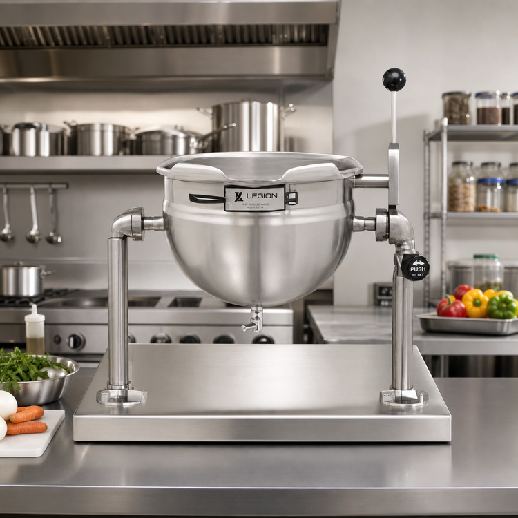 Product image #2 for Legion 10 Quart Tabletop Tilting Direct Steam Kettle, 2/3 Jacket