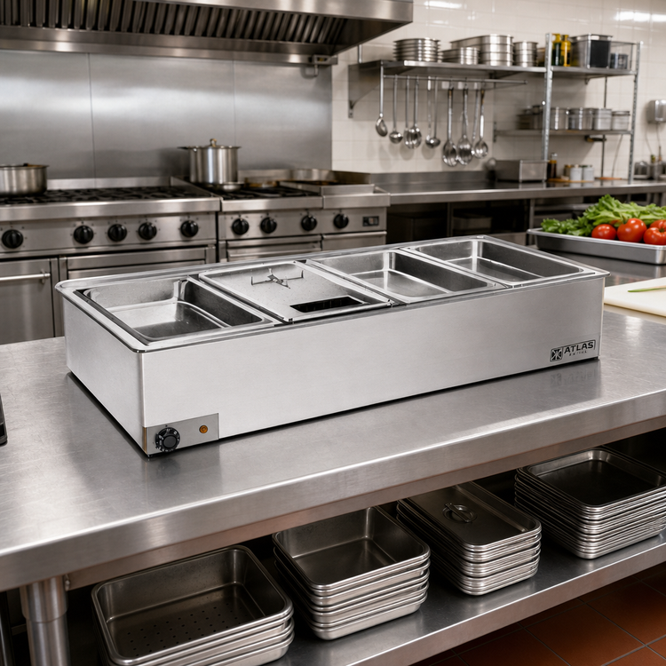 Product image #2 for Atlas Metal WH-5 Electric 5-Pan Drop-In Bain-Marie Hot Food Well