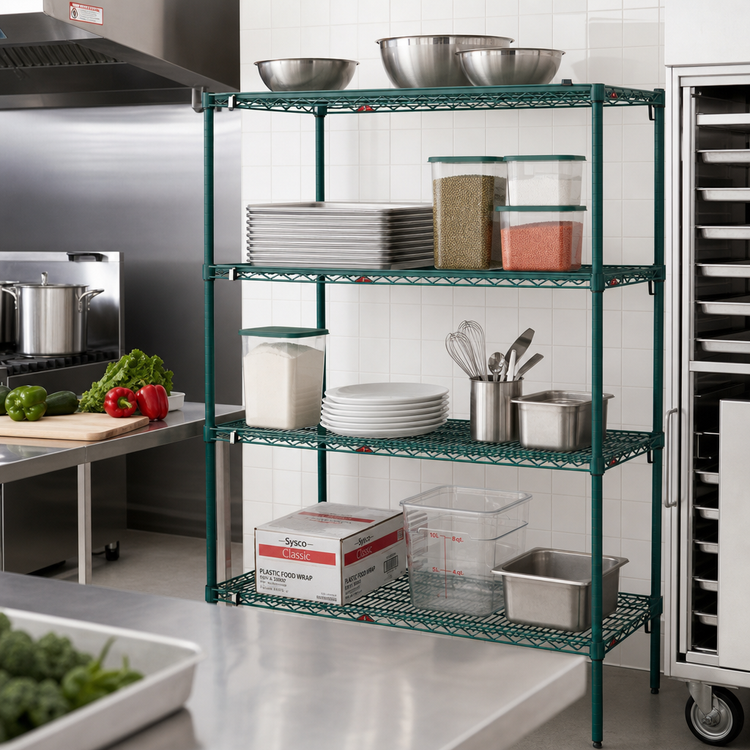 Product image #3 for Metro Super Erecta Super Adjustable Add-On Wire Shelving Unit, 30"W x 21"D x 63"H, 4 Shelves, Green Epoxy Finish