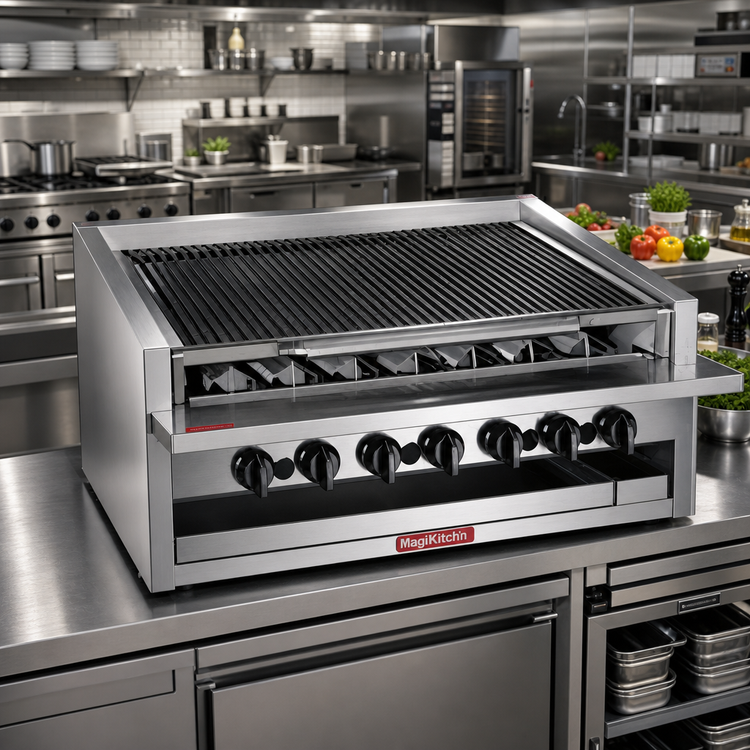Product image #2 for MagiKitch'n 72-Inch Low Profile Countertop Radiant Gas Charbroiler with Round Rod Top Grid