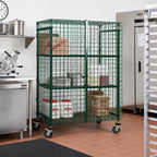Thumbnail image #2 for Quantum 1860-63SECP Stationary Wire Security Cage with Doors and Panels, Green Epoxy, 60W x 18D x 63H