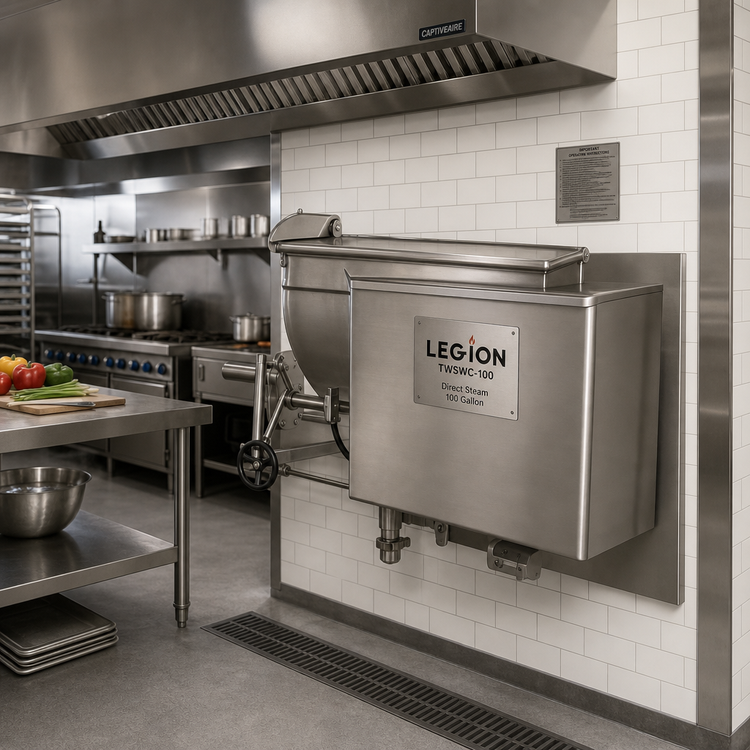 Product image #2 for Legion TWSWC-100 100-Gallon Direct Steam Tilting Wall-Mount Kettle