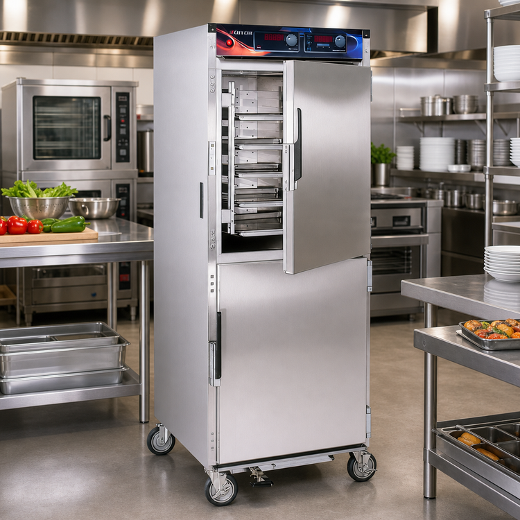 Product image #2 for AquaTemp Mobile Humidified Heated Holding Cabinet with Dutch Doors, 32 Full-Size Pan Capacity