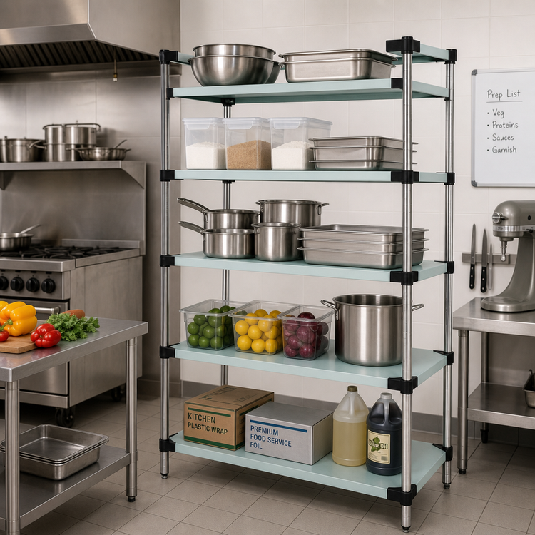 Product image #2 for Quantum 5-Shelf Solid Stainless Steel Shelving Starter Kit, 54 x 24 x 86 Inches