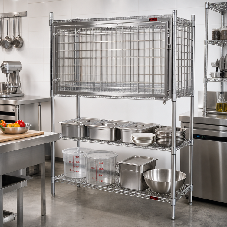 Product image #2 for 24" x 48" Stainless Steel Flip-Up Door Security Module for Wire Shelving