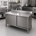 Thumbnail image #2 for John Boos 16-Gauge Stainless Steel Enclosed Base Work Table with Sliding Doors and 5-Inch Backsplash, 60 x 30 Inches