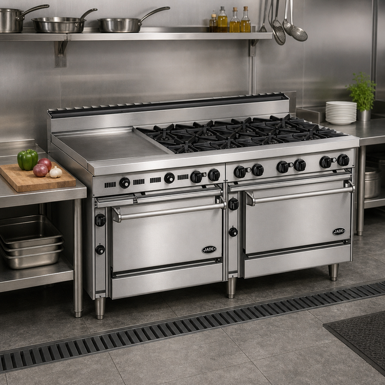 Product image #2 for Jade Range Bistro JBR-36G-6-3636C 72-Inch Gas Restaurant Range with 6 Open Burners, 36-Inch Manual Griddle, Standard Oven, and Convection Oven