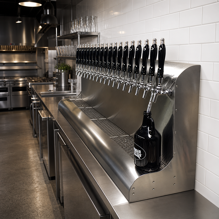 Product image #2 for Perlick 17-Faucet Wall-Mount Glycol-Cooled Stainless Steel Draft Beer Dispensing Tower