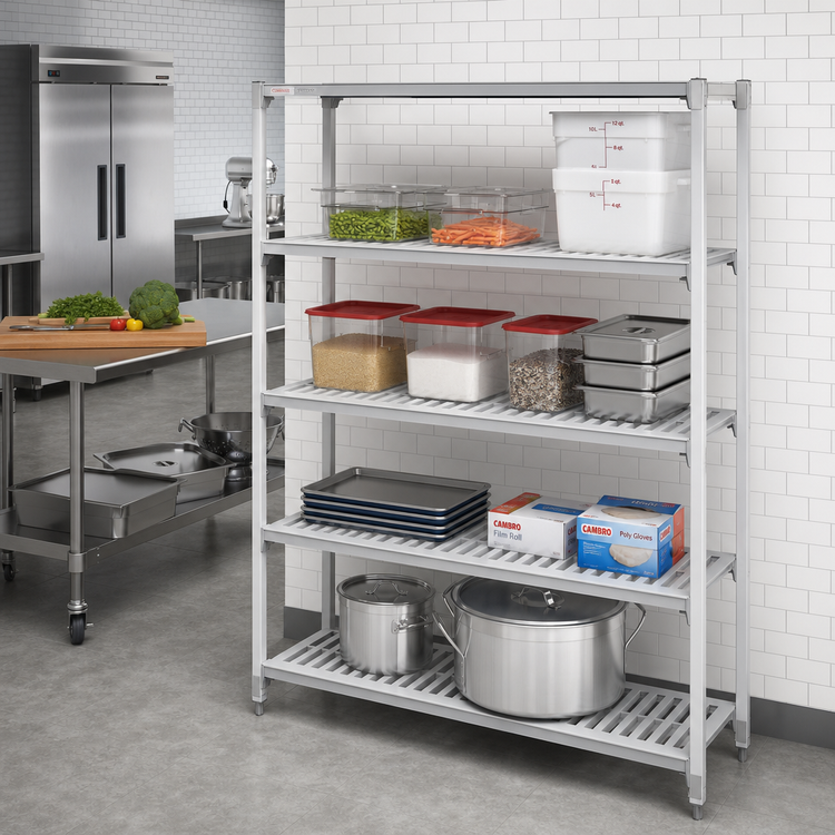 Product image #2 for Cambro Camshelving Elements XTRA 21 x 48 Inch 5-Shelf Vented Universal Shelf Kit