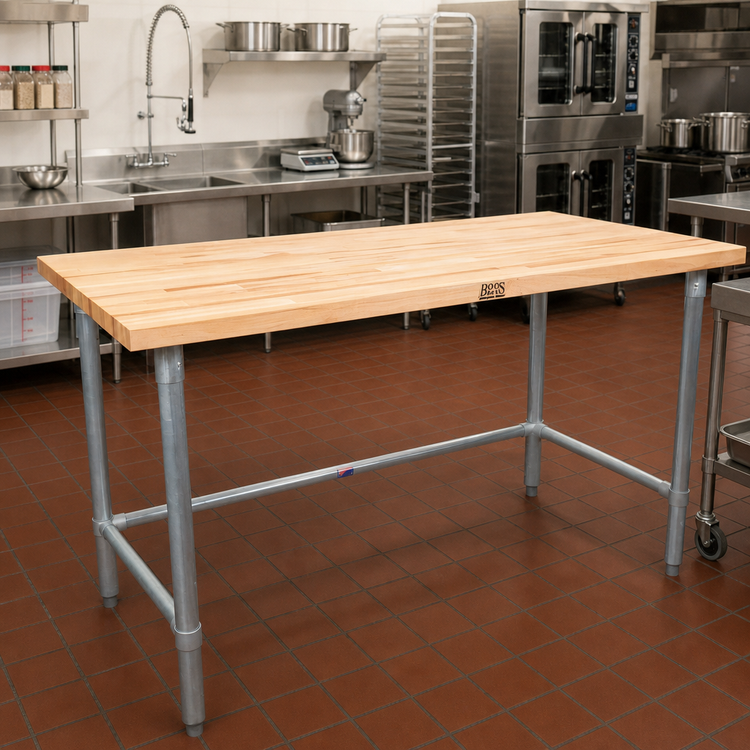 Product image #2 for John Boos JNB15-X 60 Inch x 36 Inch Northern Hard Rock Maple Wood Top Work Table with Galvanized Base