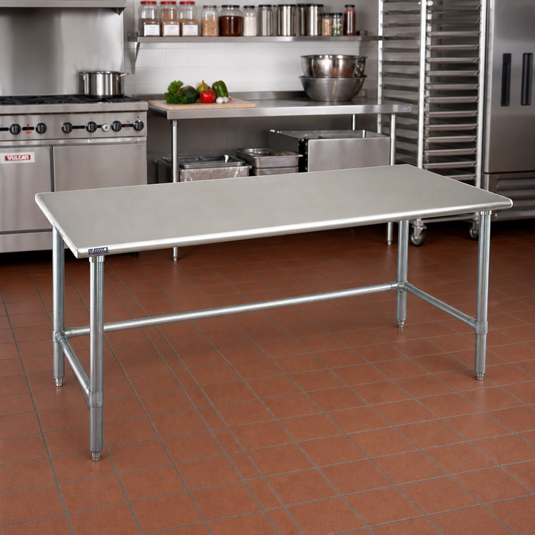 Product image #2 for Eagle Budget Series 72 Inch x 24 Inch Flat Top Work Table with 430 Stainless Steel Top and Galvanized Tubular Base