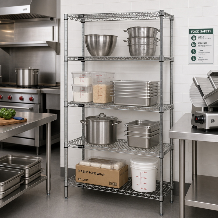 Product image #2 for Quantum Chrome Stationary Wire Shelving Starter Kit, 48 x 18 x 63 Inches, 4-Shelf