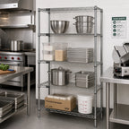 Thumbnail image #2 for Quantum WR63-1848C Chrome Wire Shelving Starter Kit, 48 x 18 x 63 Inches, 4-Shelf, Stationary, NSF