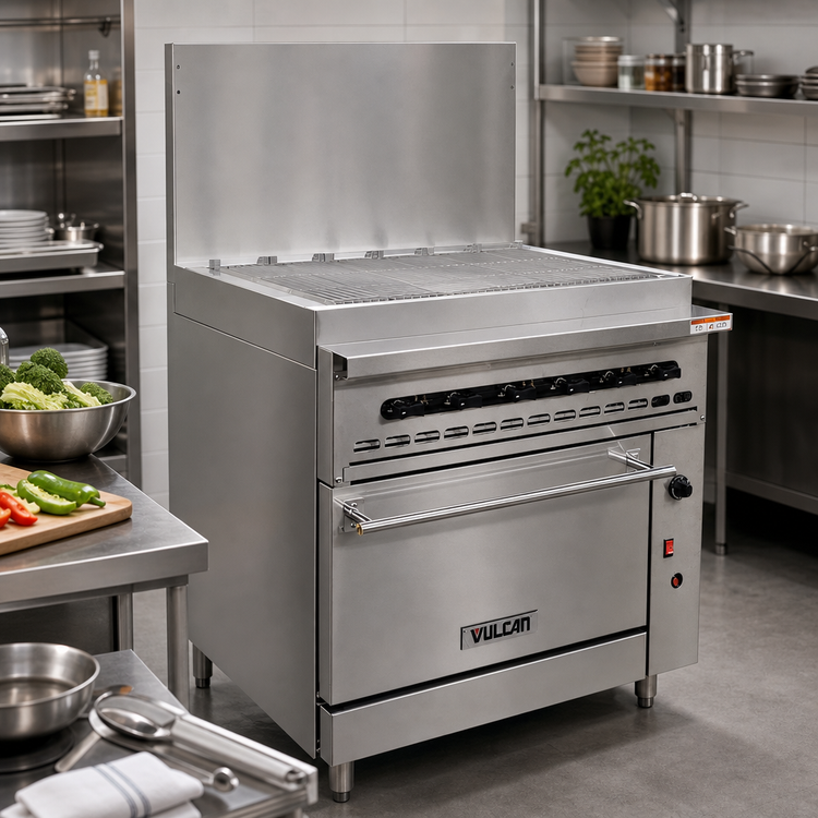 Product image #2 for Vulcan Endurance 36-Inch Natural Gas Restaurant Range with 36-Inch Charbroiler Top and Convection Oven Base