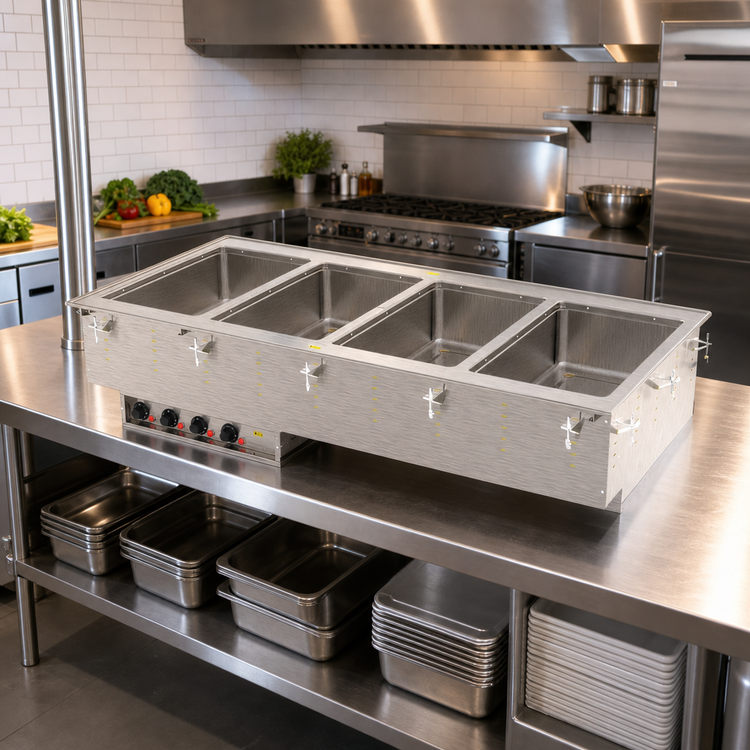 Product image #2 for Vollrath 4-Well Drop-In Electric Hot Food Well with Auto-Fill, Marine Grade Stainless Steel Wells, 240V
