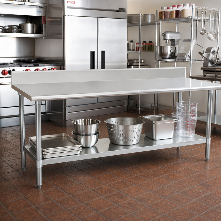 Product image #2 for Eagle Deluxe Series 108-Inch x 24-Inch Stainless Steel Work Table with 4-1/2-Inch Backsplash and Adjustable Undershelf