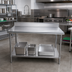 Thumbnail image #2 for Advance Tabco 60-Inch x 24-Inch 16-Gauge 430 Stainless Steel Work Table with 5-Inch Backsplash and Adjustable Undershelf