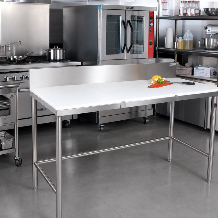 Product image #2 for John Boos 84-Inch x 24-Inch Trimming Table with 3/4-Inch Reversible Poly Top and 6-Inch Removable Backsplash