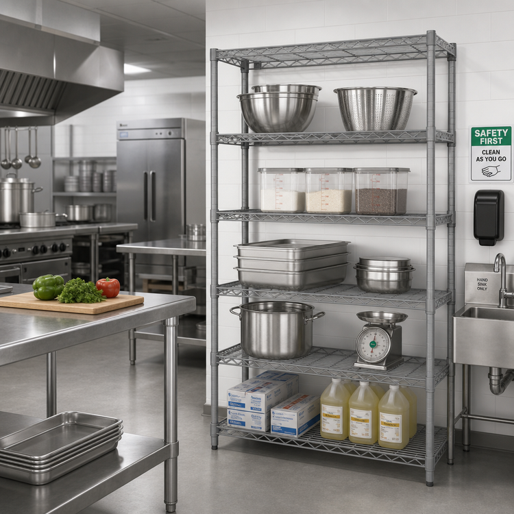 Product image #2 for Eagle Group Valu-Master 5-Tier Add-On Wire Shelving Unit, 36W x 18D x 86H, Pewter Gray Epoxy