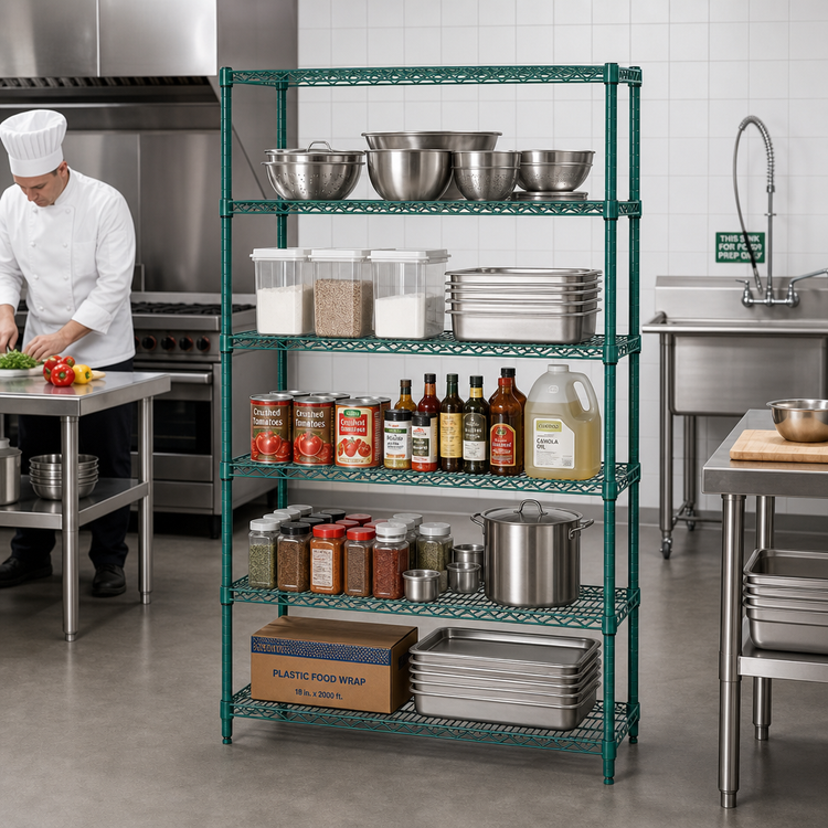 Product image #2 for Quantum 54 Inch Wide x 21 Inch Deep x 63 Inch High 5-Shelf Wire Shelving Starter Kit