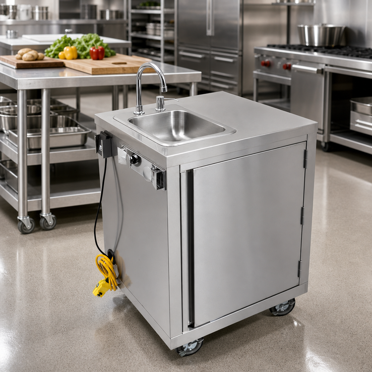 Product image #2 for John Boos Mobile Self-Contained Hand Sink with 2-1/2 Gallon Water Heater and Fresh/Waste Water Tanks
